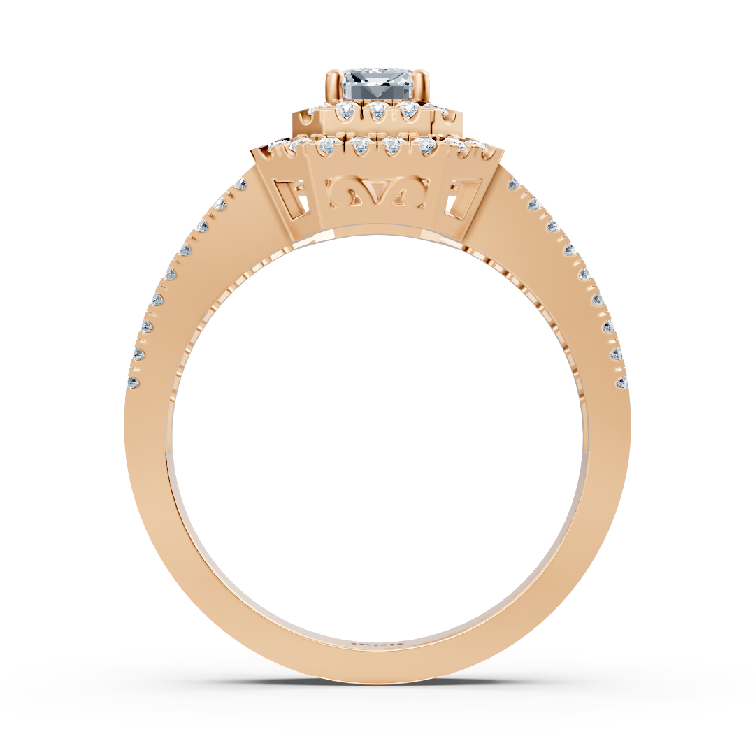 Diamond & Sapphire Halo Engagement Ring in Rose Gold