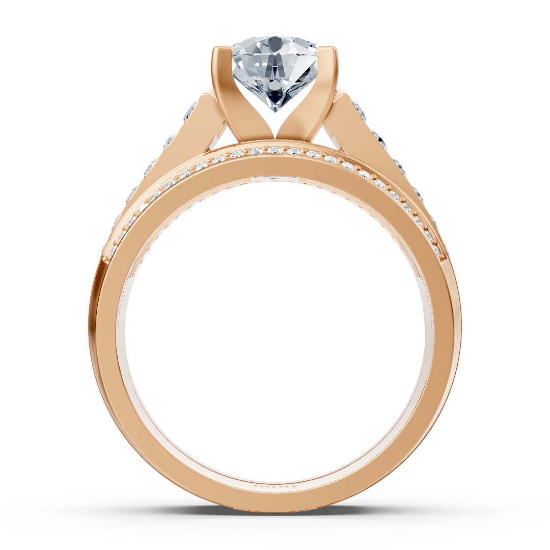 Kathedrale Kanal Verlobungsring mit Diamanten in Roségold