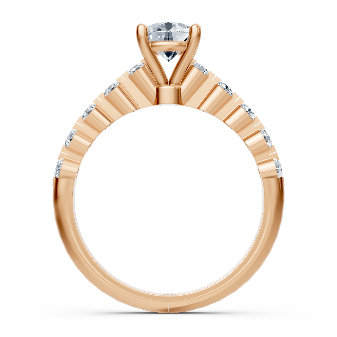 Bague Demi-Éternité et Solitaire Diamant Or Rose