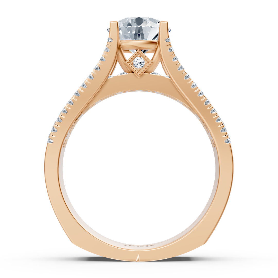 Bague Éternité et Pavé de Diamants en Or Rose