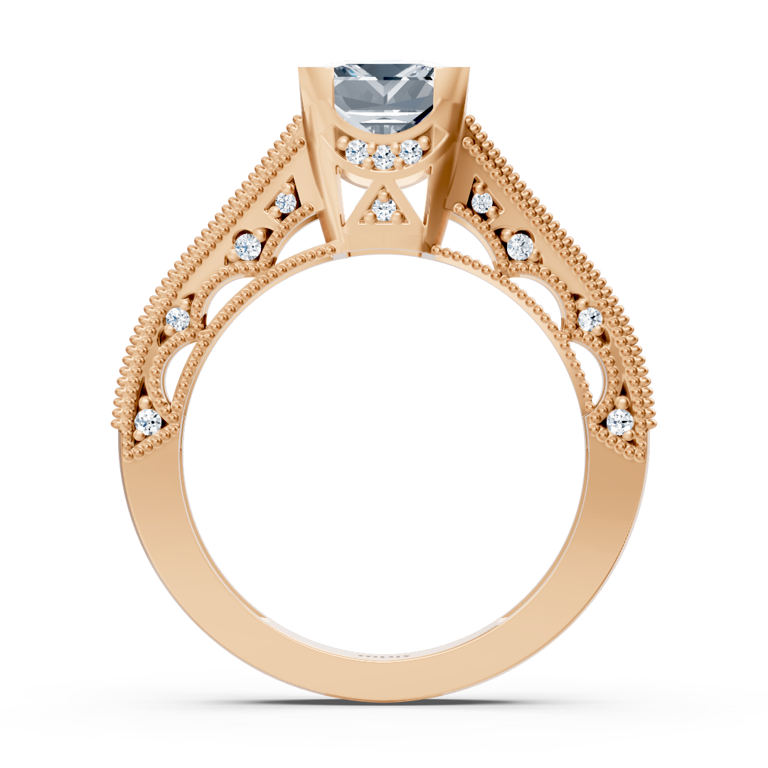 Vintage Inspired Diamond Ring Rose Gold