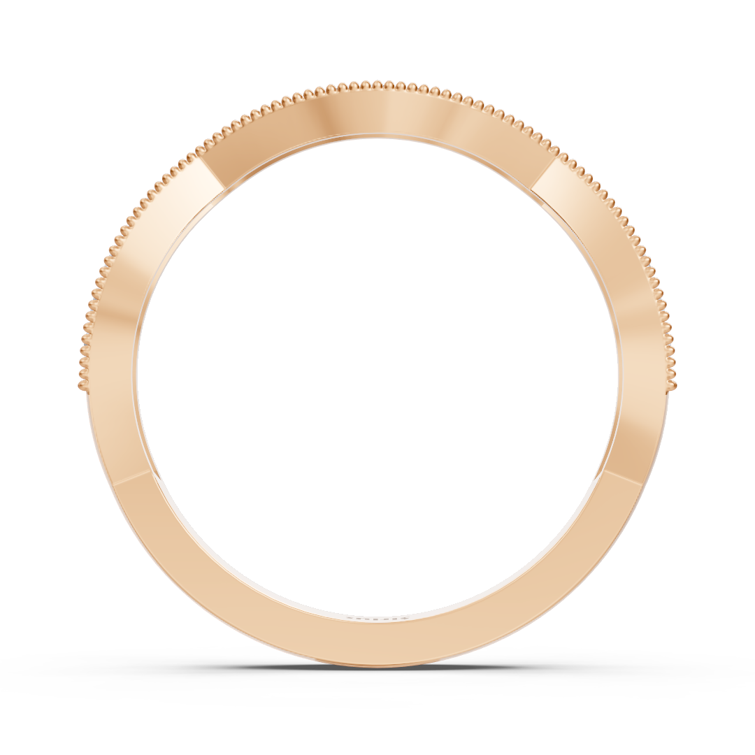 Alliance courbée en or rose avec diamant de 0,19 carat