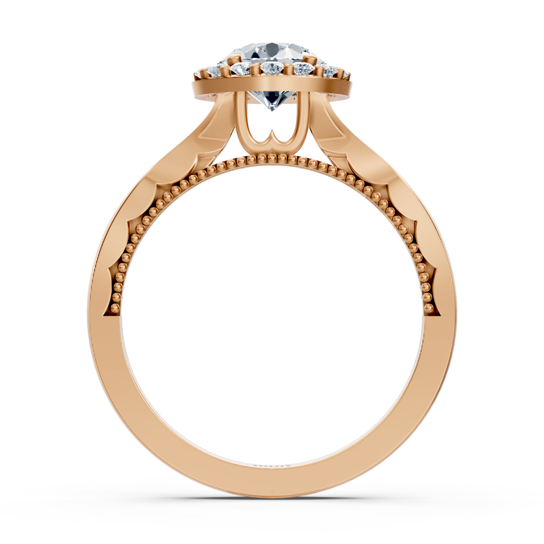 1.00 Carat Halo Solitaire Diamond Engagement Ring in Rose Gold