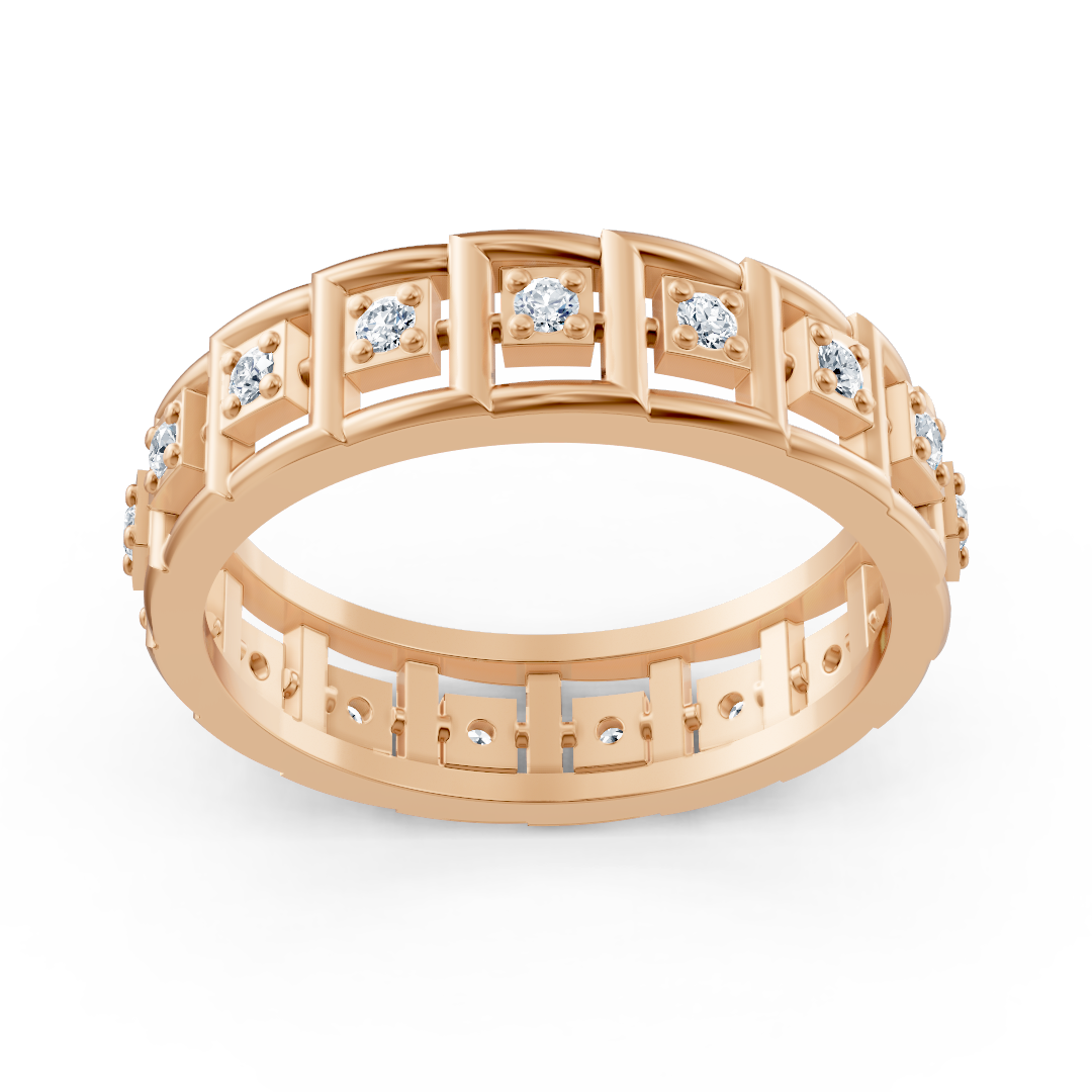 Rosegoldener Diamantring mit quadratischem Design