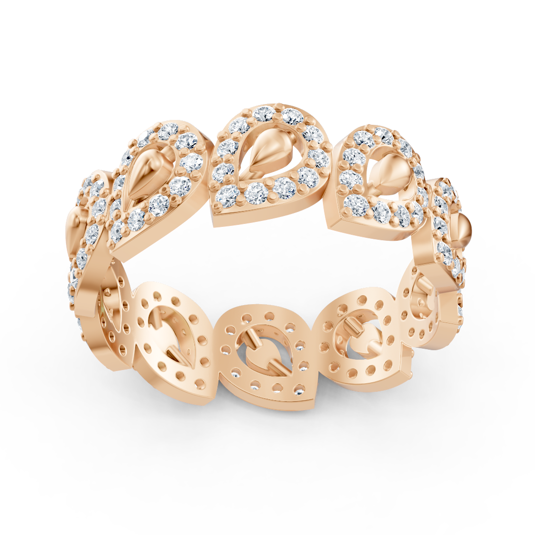 Opulent rose gold ring with diamonds – sparkling sea of flowers design