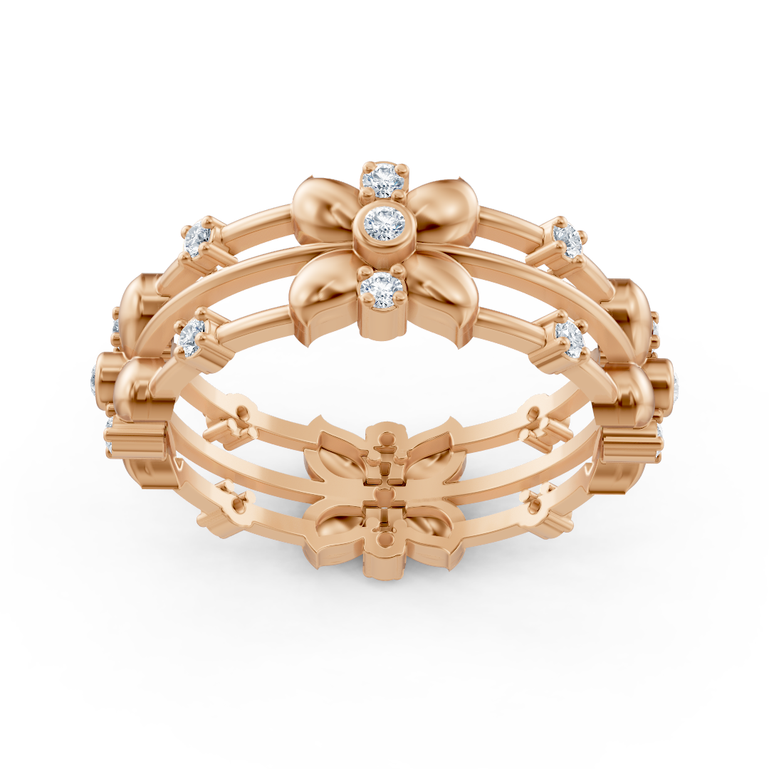 14k Rose Gold Pırlanta Floral Ring "Flower Wreath