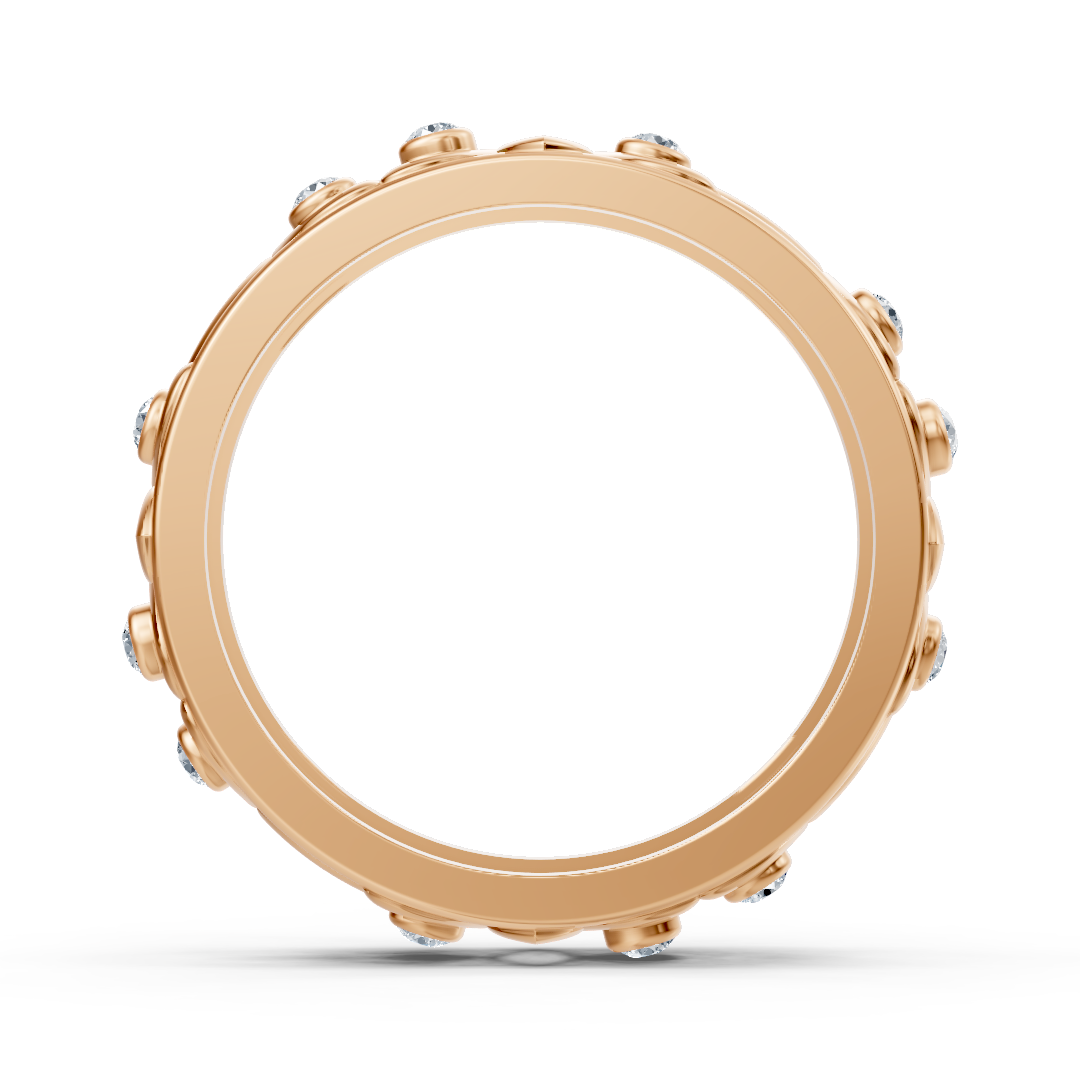 Bague moderne en or rose avec diamants ronds en forme de lunette
