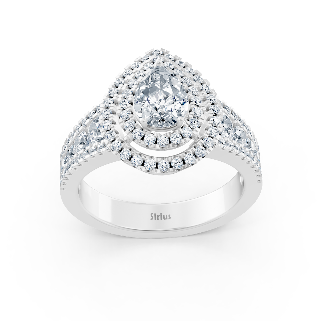 Birgie Halo Diamant & Topas Verlobungsring Weißgold