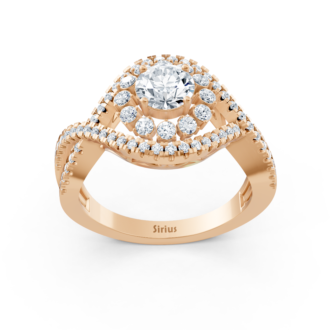 rose gold diamond halo engagement ring