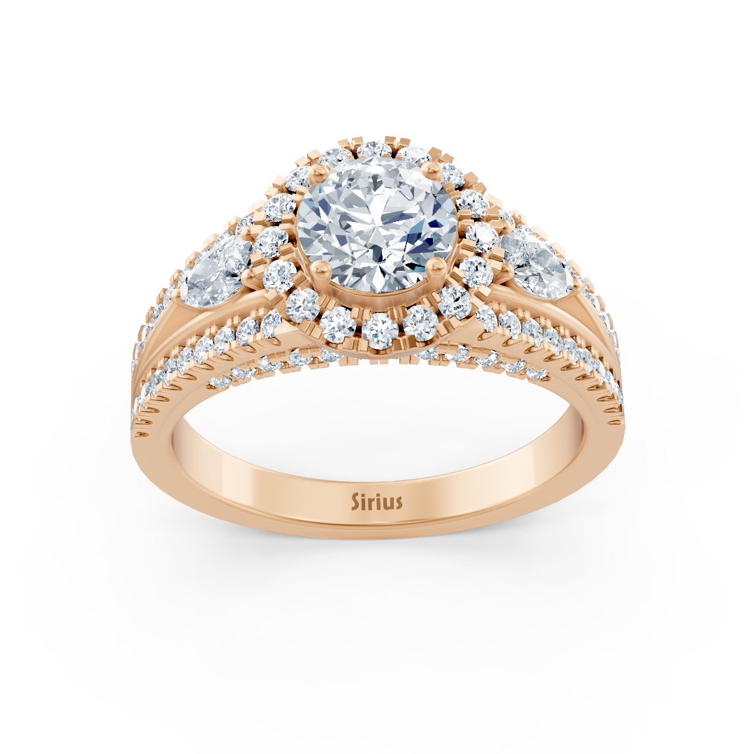 Rose gold diamond & emerald engagement ring