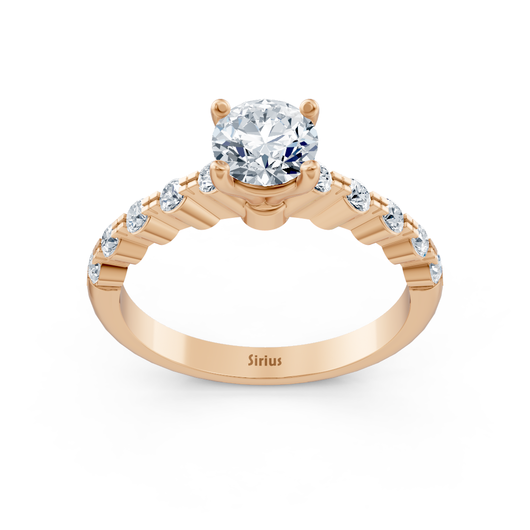 Half Eternity & Solitaire Diamond Ring Rose Gold