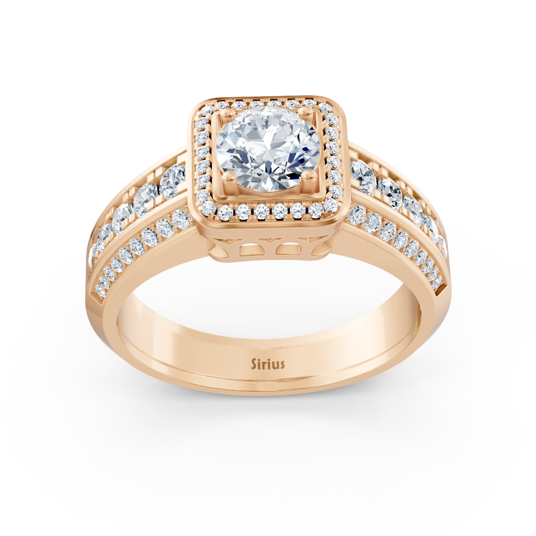 1.41 Karat Prinzessschliff Diamantring aus 14 Karat Roségold