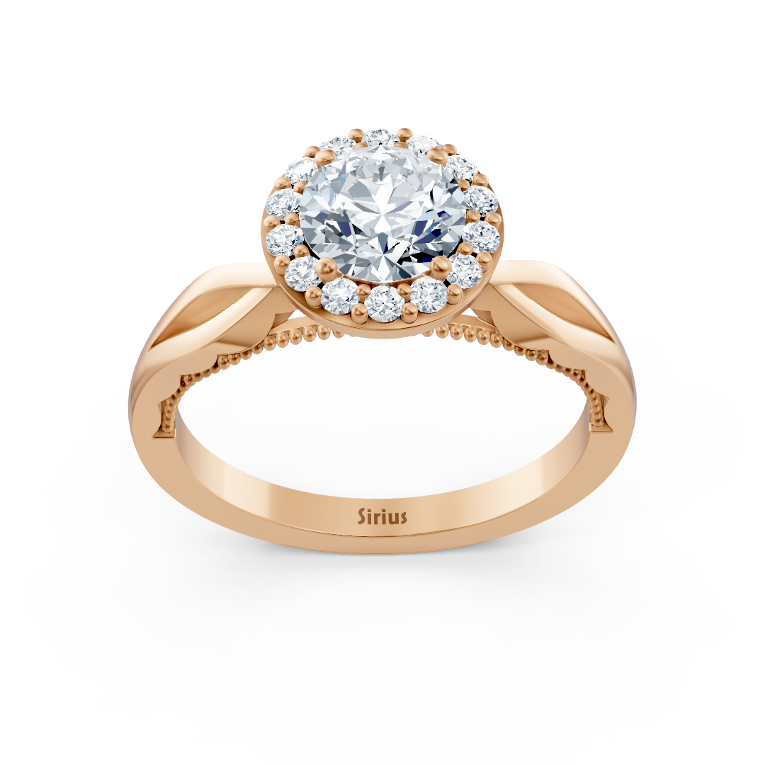 1.00 Carat Halo Solitaire Diamond Engagement Ring in Rose Gold