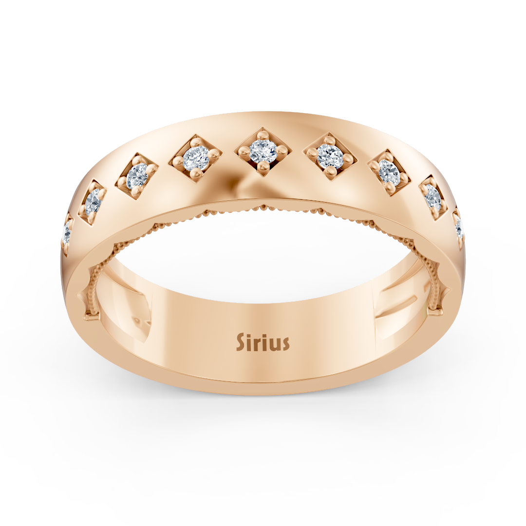 Bague élégante en or rose et diamant | 14K | 0,11 ct