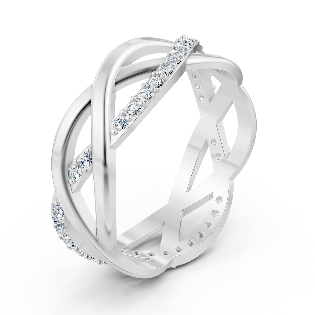 Weißgold Diamantring mit Überkreuztem Design