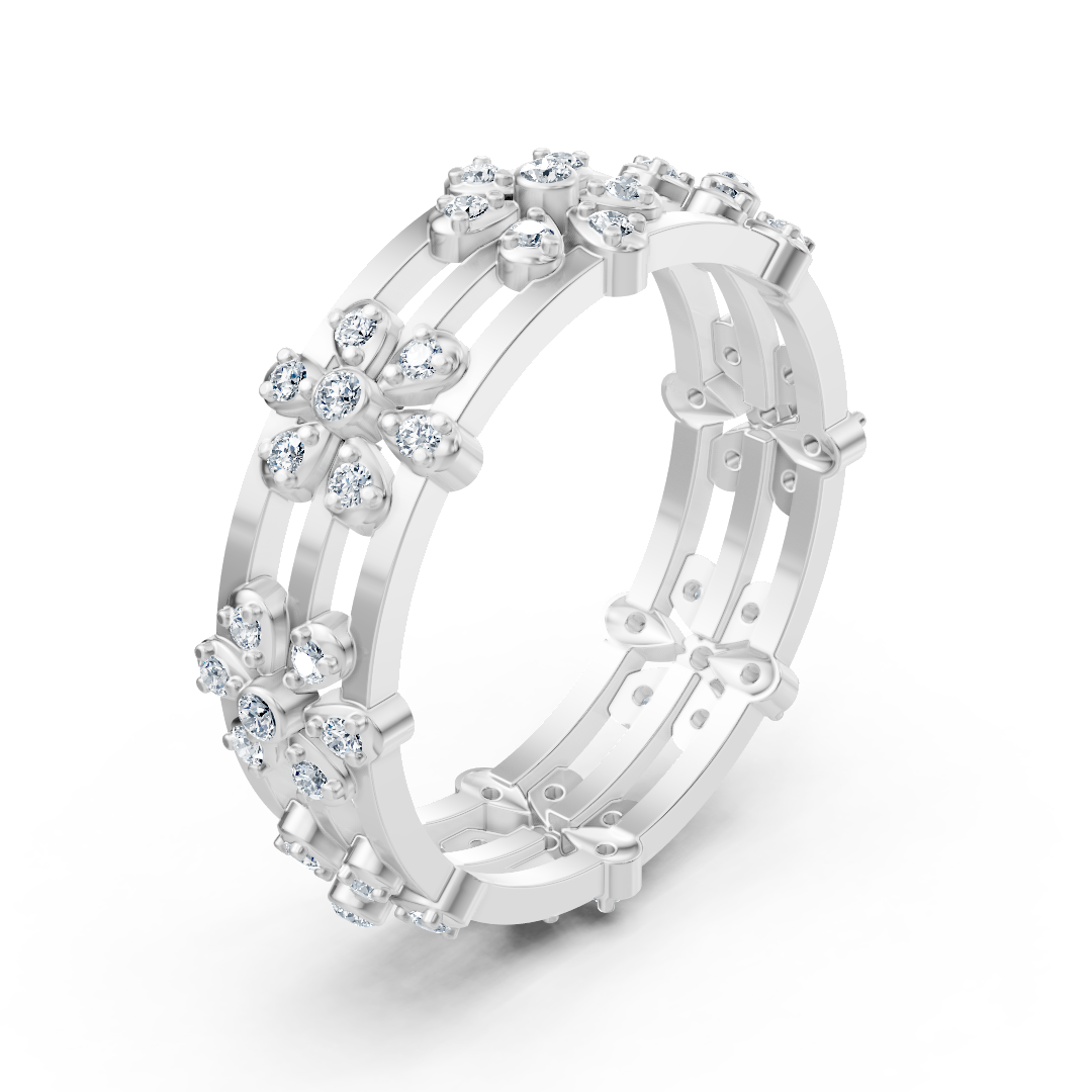 Strahlender Diamantring "Blütenmeer" - 14K Weissgold, 0,464 Karat Diamanten
