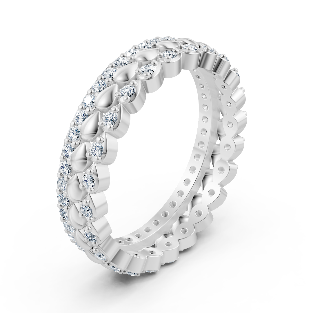 14 Karat Weißgold Diamant Mehrreihiger Ring - Zarter Blütenkranz für Ihre Hand