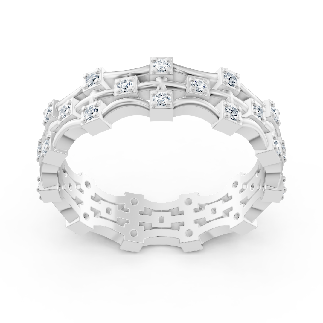 14 Karat Weißgold Diamant Moderner Ring - Filigraner Damenring für jeden Tag