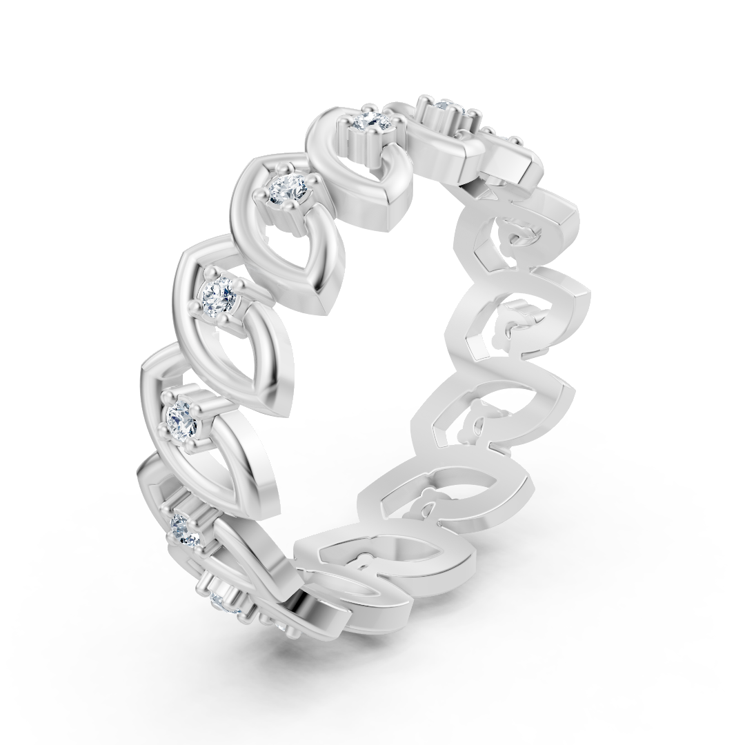 Eleganter Weißgold-Ring mit Rundschliff-Diamanten – Filigranes Design