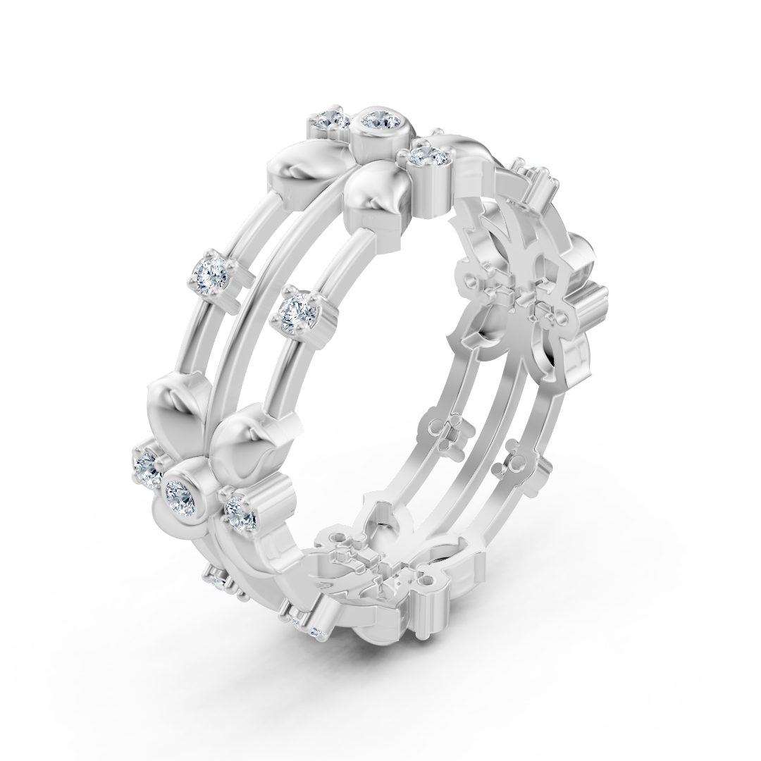 14 Karat Weißgold Pırlanta Floral Ring "Blütenkranz
