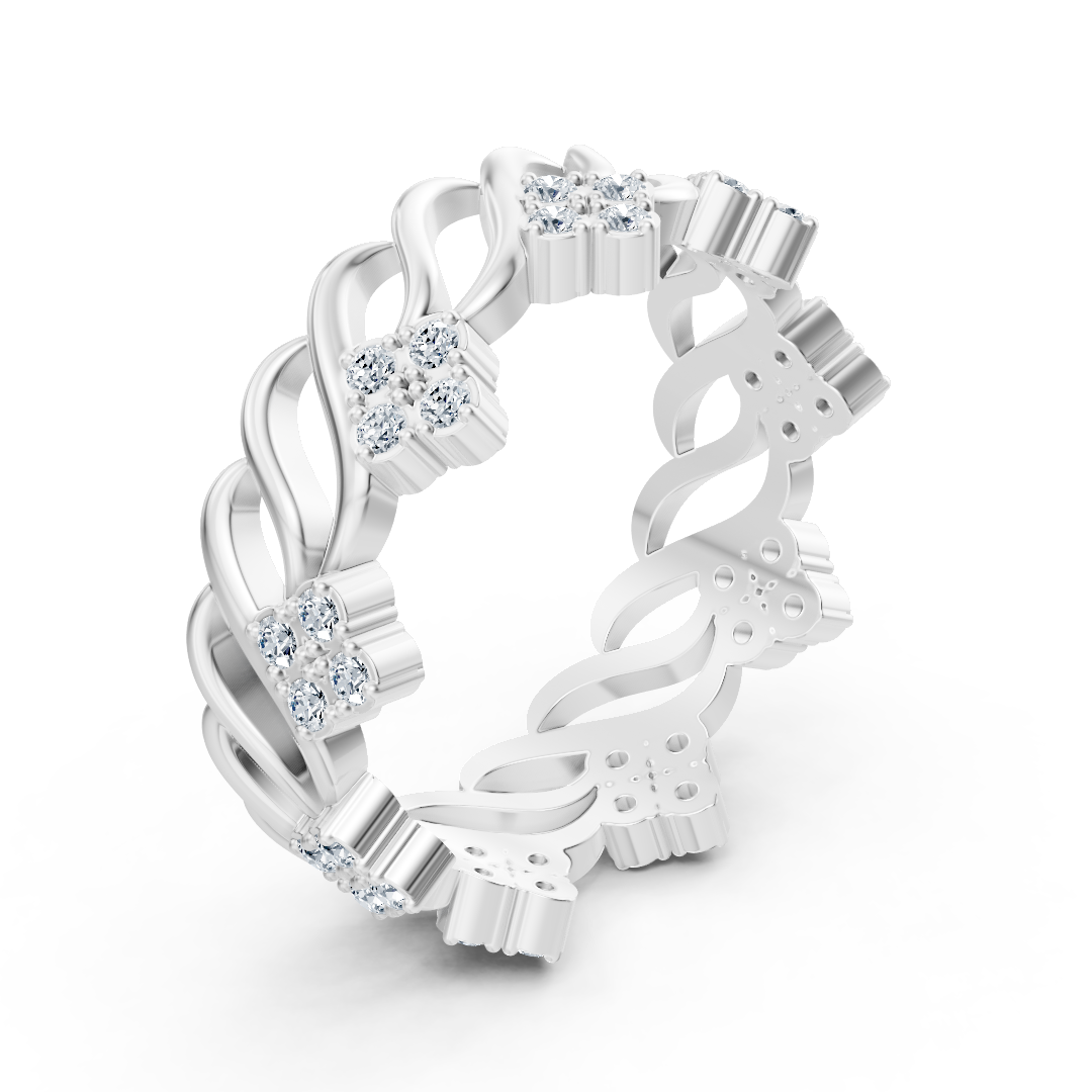 14 Karat Weißgold Diamant Bandring "Eisblume"