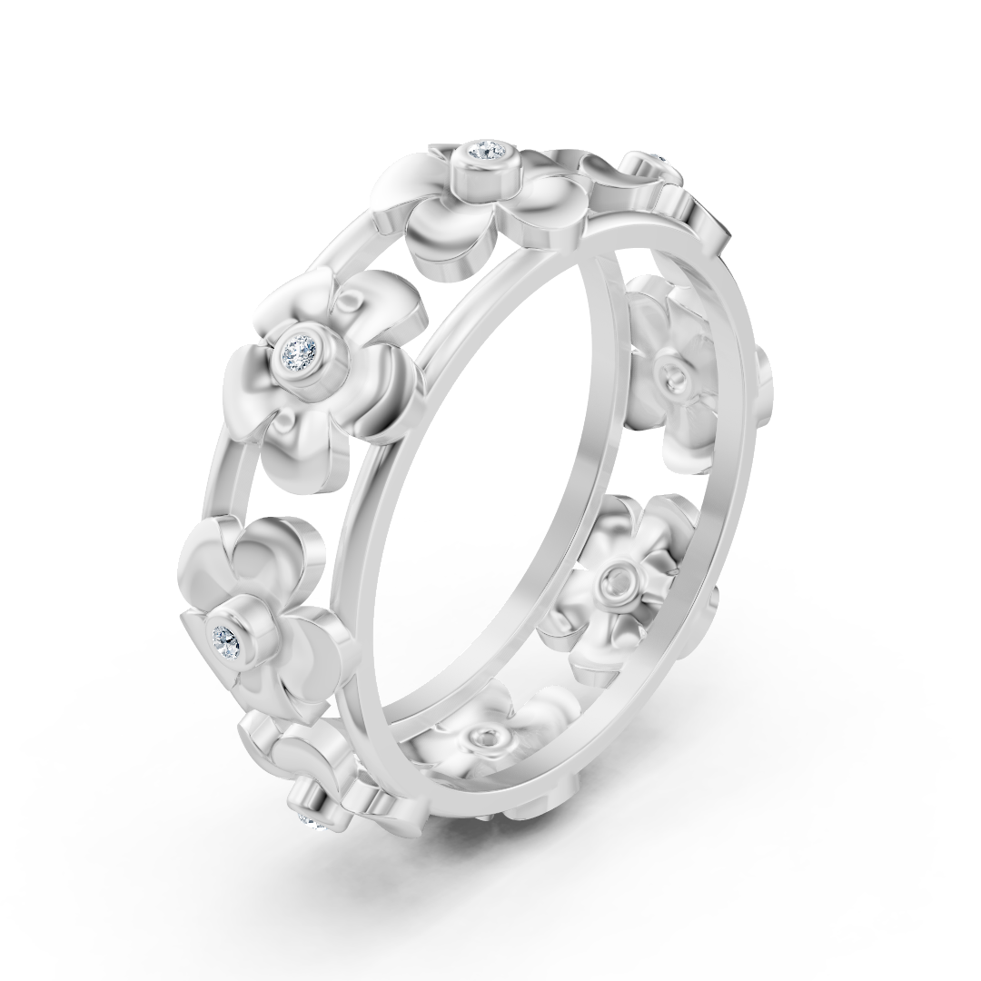 14 Karat Weißgold Diamant Blütenversprechen Ring