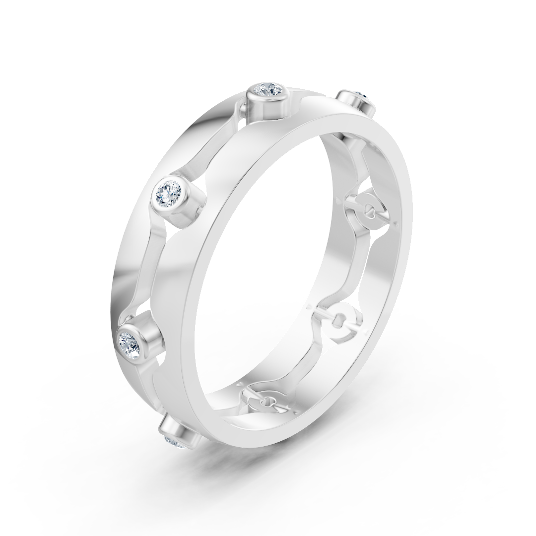 Eleganter Weißgold-Ring mit Runddiamanten im Bezel-Design