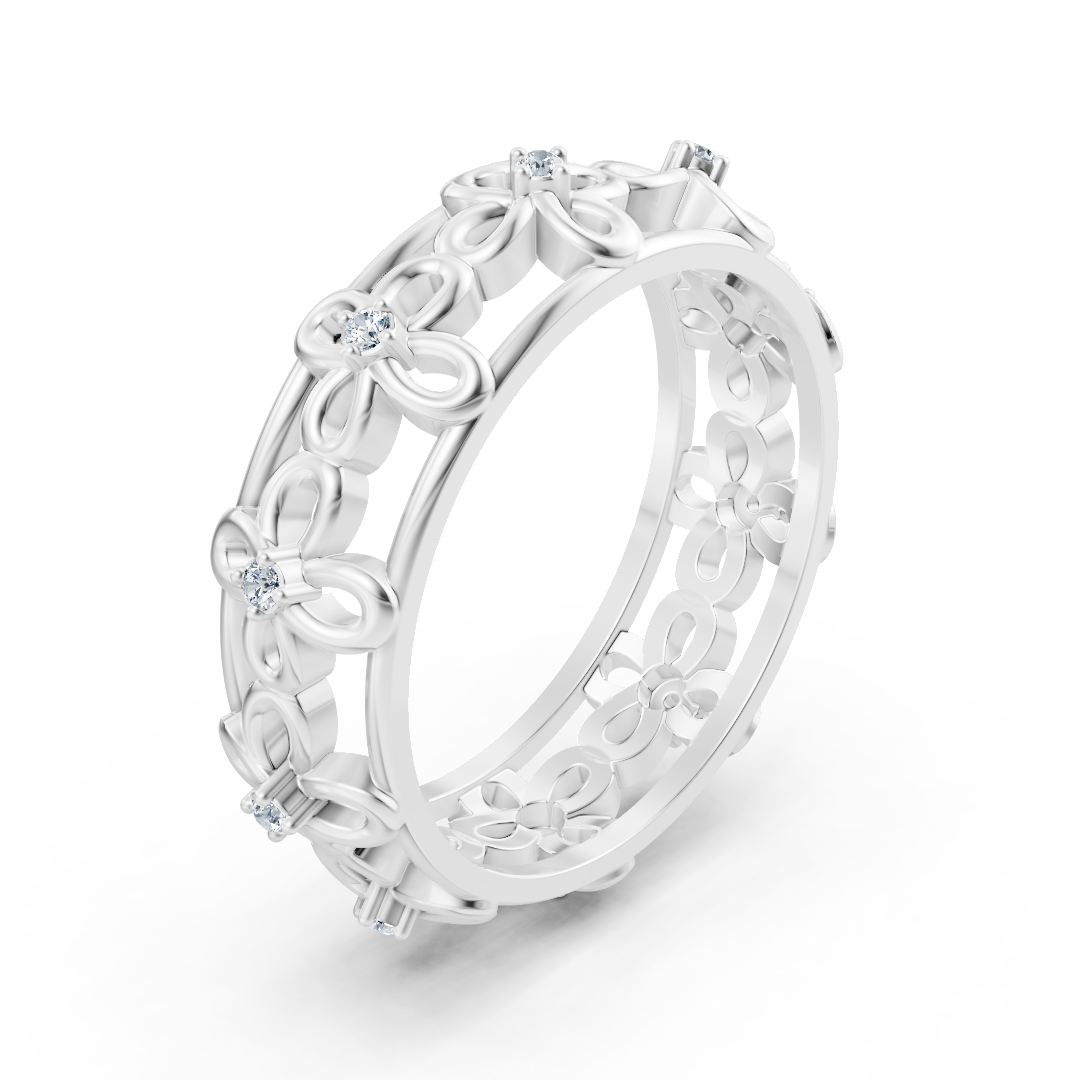 Eleganter Weißgold-Ring mit Runddiamanten im Prong-Design