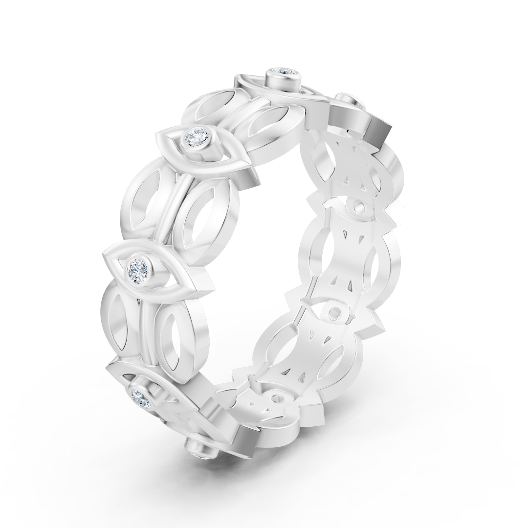 Weißgoldring mit runden Diamanten