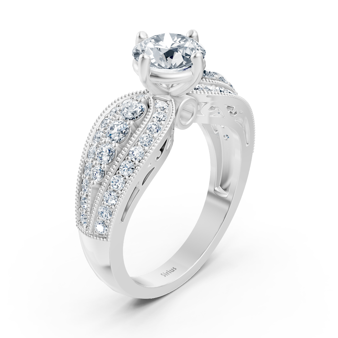 Extravaganter Weisstopas Diamant Verlobungsring aus 14 Karat Weißgold