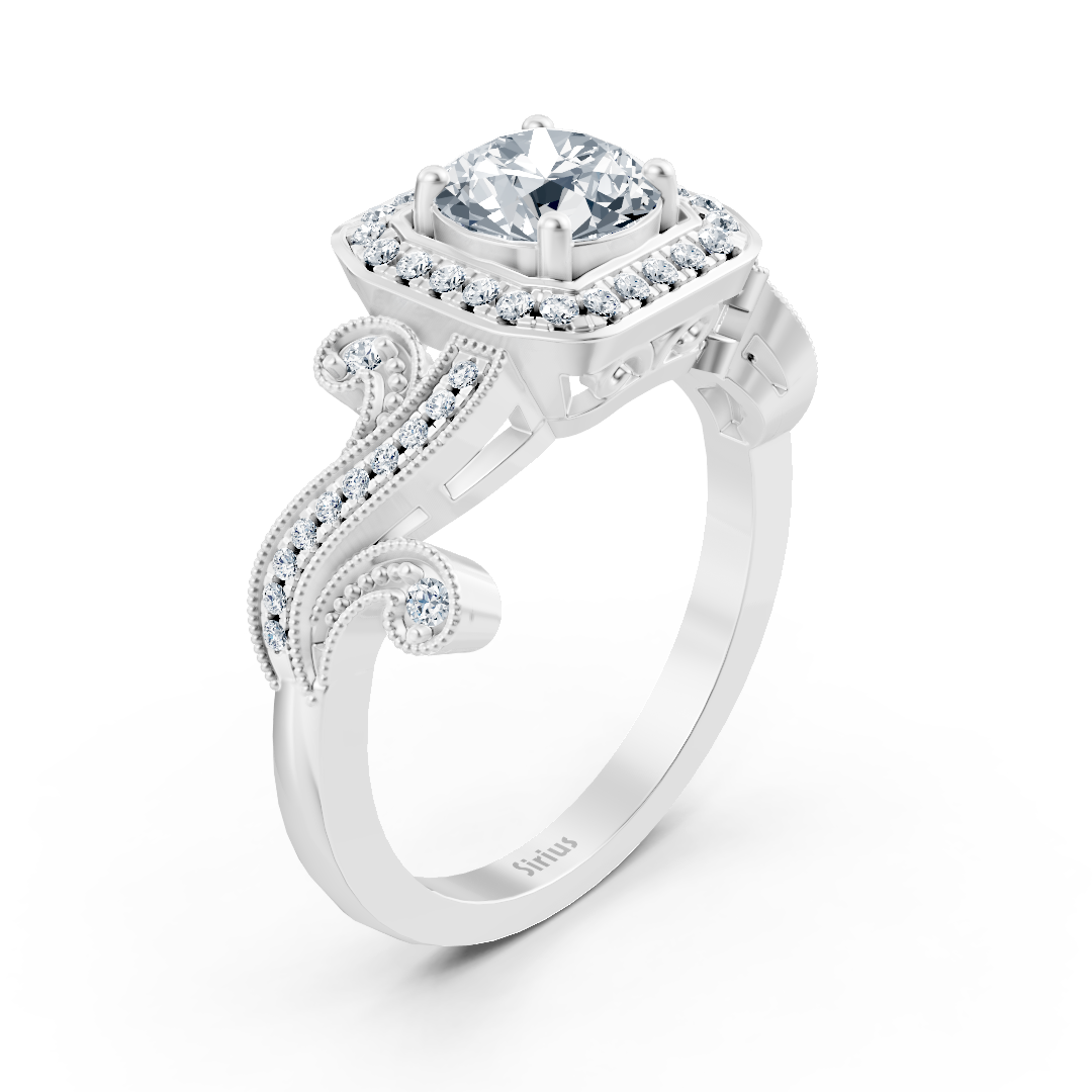 Weissgold Vintage Diamant Verlobungsring