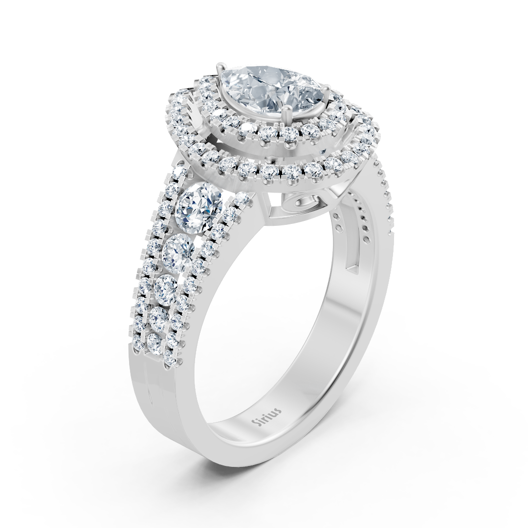 Birgie Halo Diamant & Topas Verlobungsring Weißgold