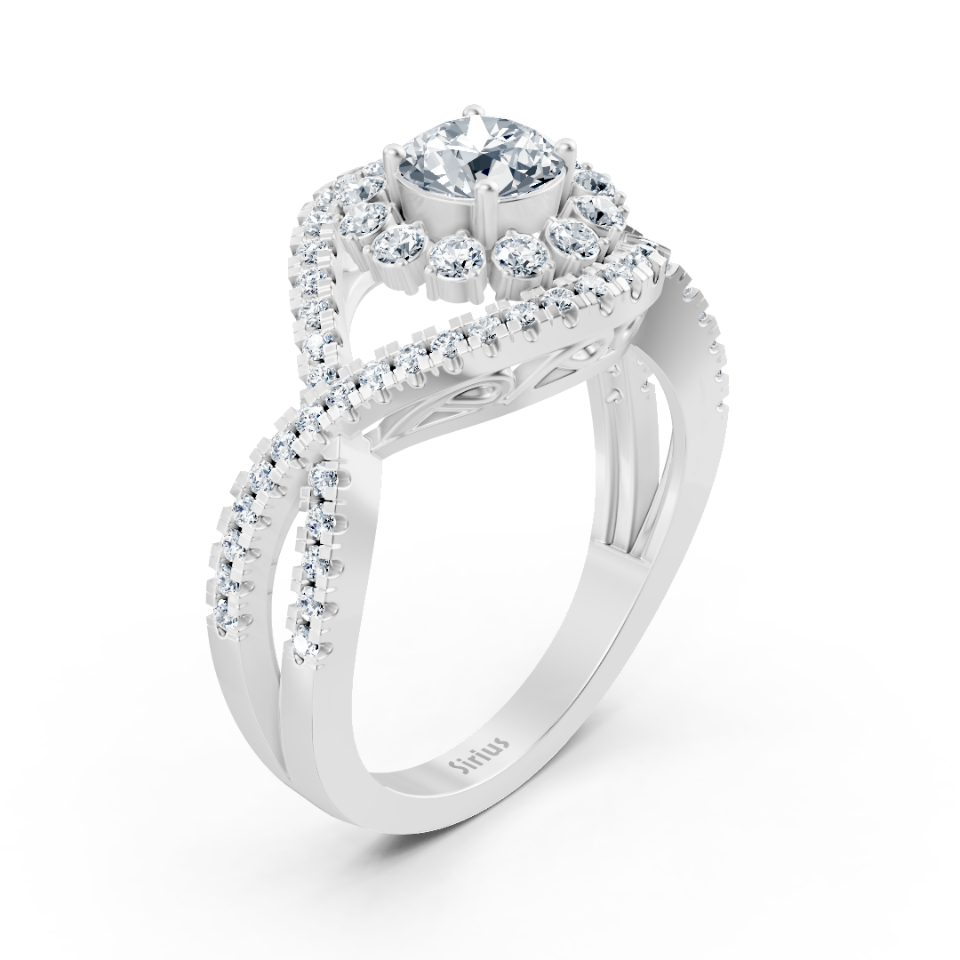 Weissgold Diamant Halo Verlobungsring