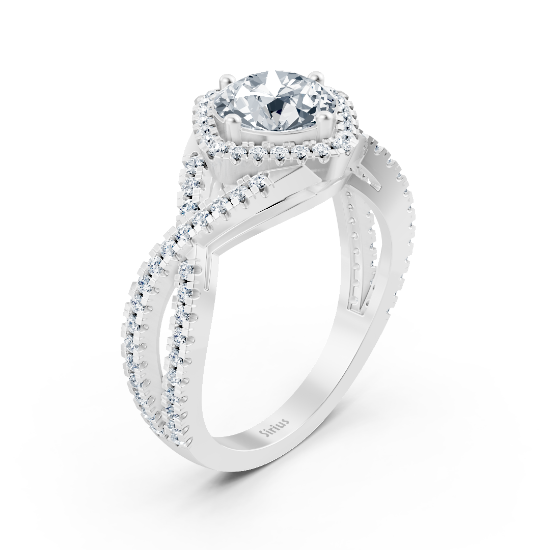 Diamant Halo Verlobungsring aus Weißgold