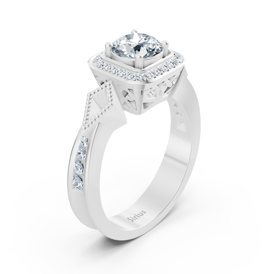 Diamant Seitenstein Halo Verlobungsring aus Weißgold
