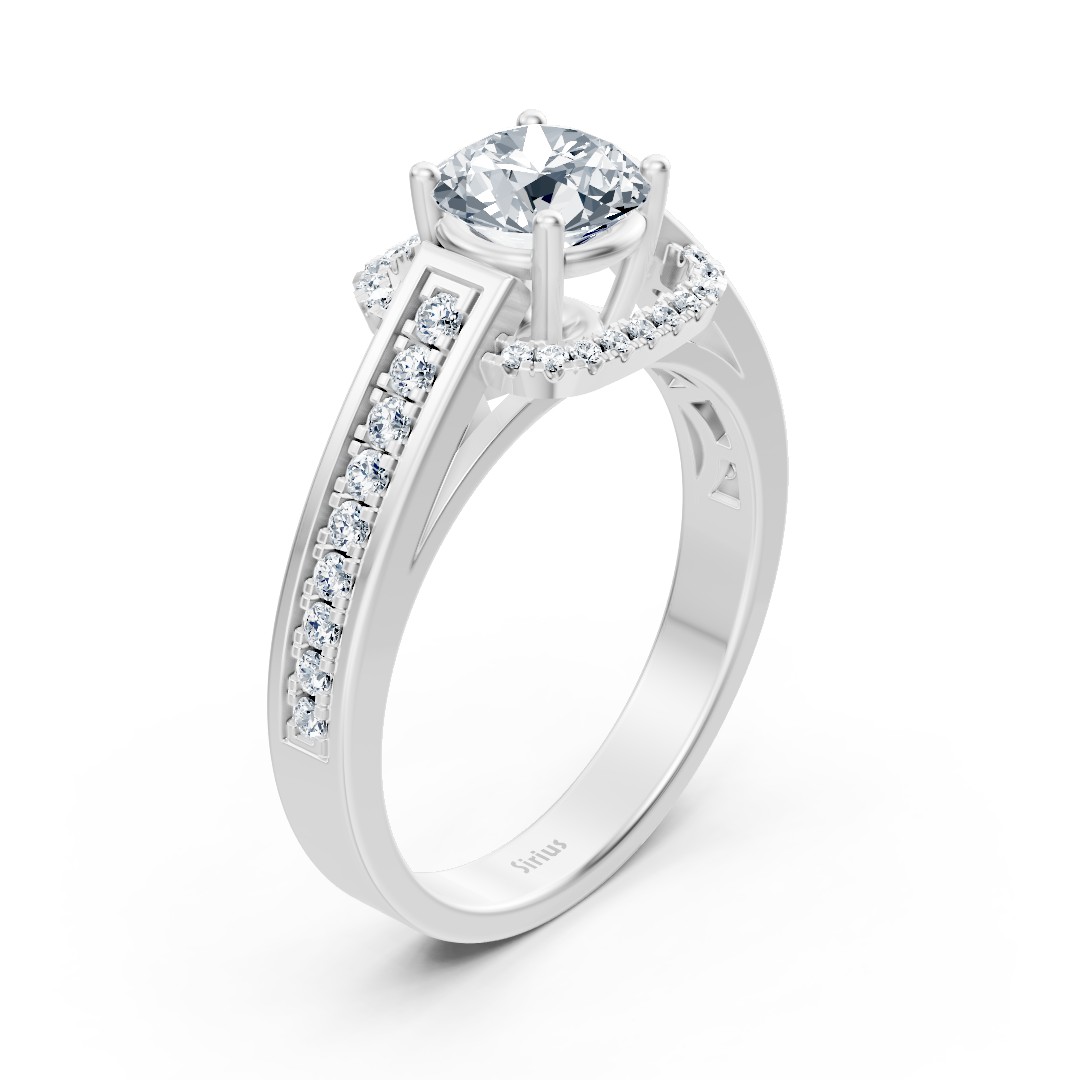 Eleganter Weißgold Seitenstein Weisstopas Diamantring