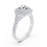 Doppel Halo Weisstopas Diamantring Weißgold