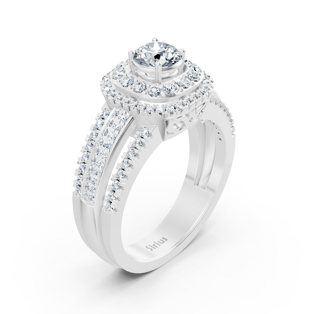 Doppel Halo Diamantring Weißgold