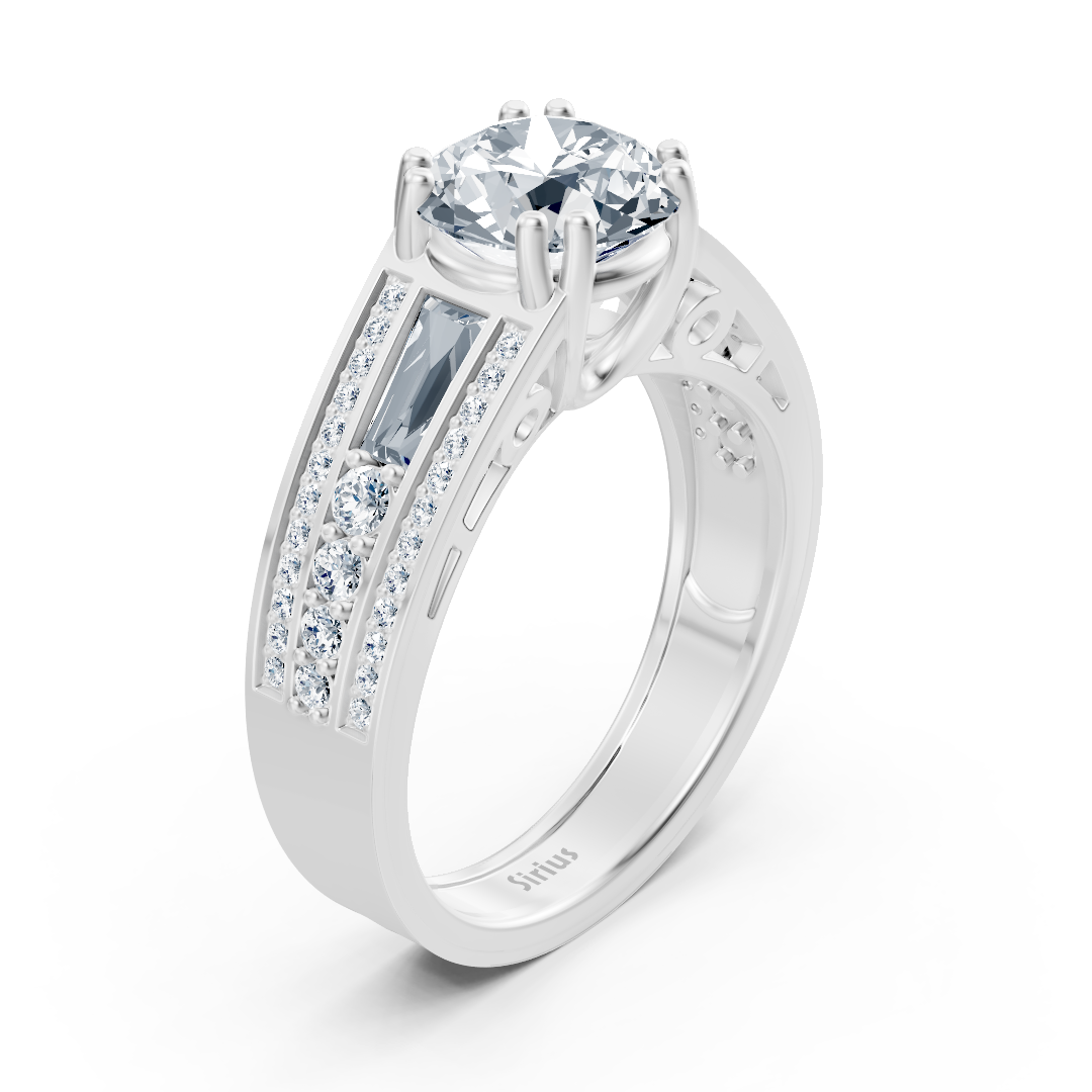Diamantring Weißgold mit Baguetteschliff