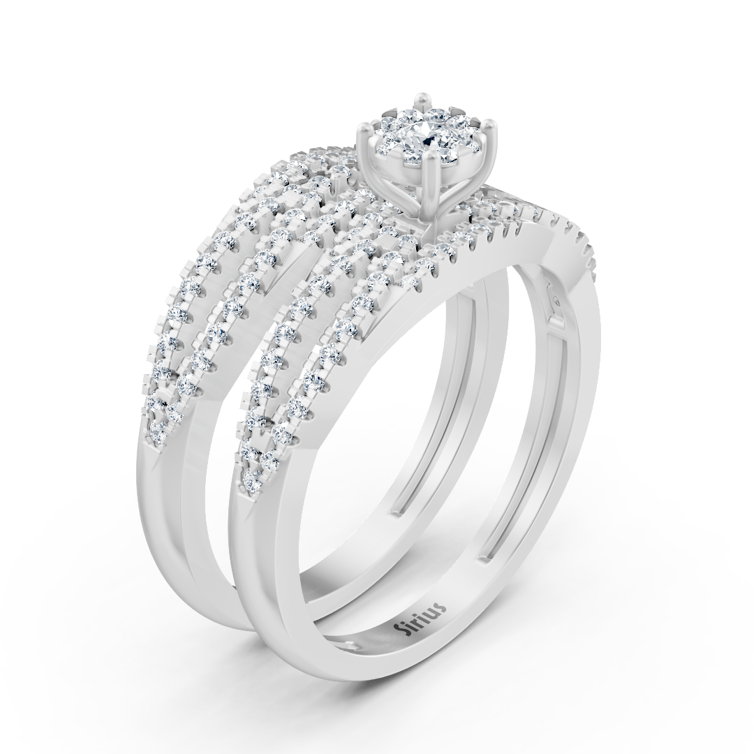 Diamant Brautring-Set Weißgold