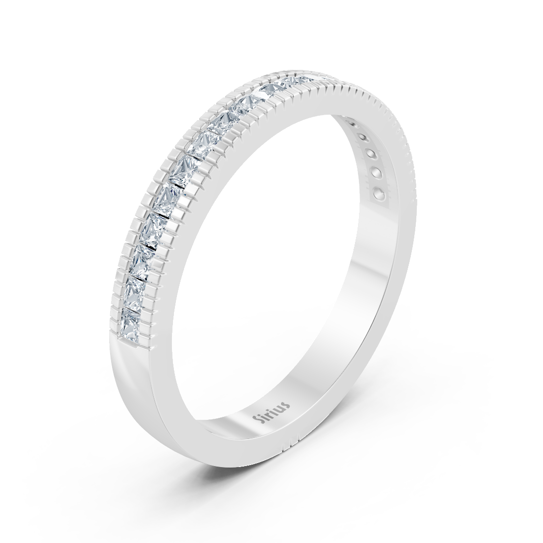 Bague anniversaire en or blanc 14 carats avec diamant taille princesse