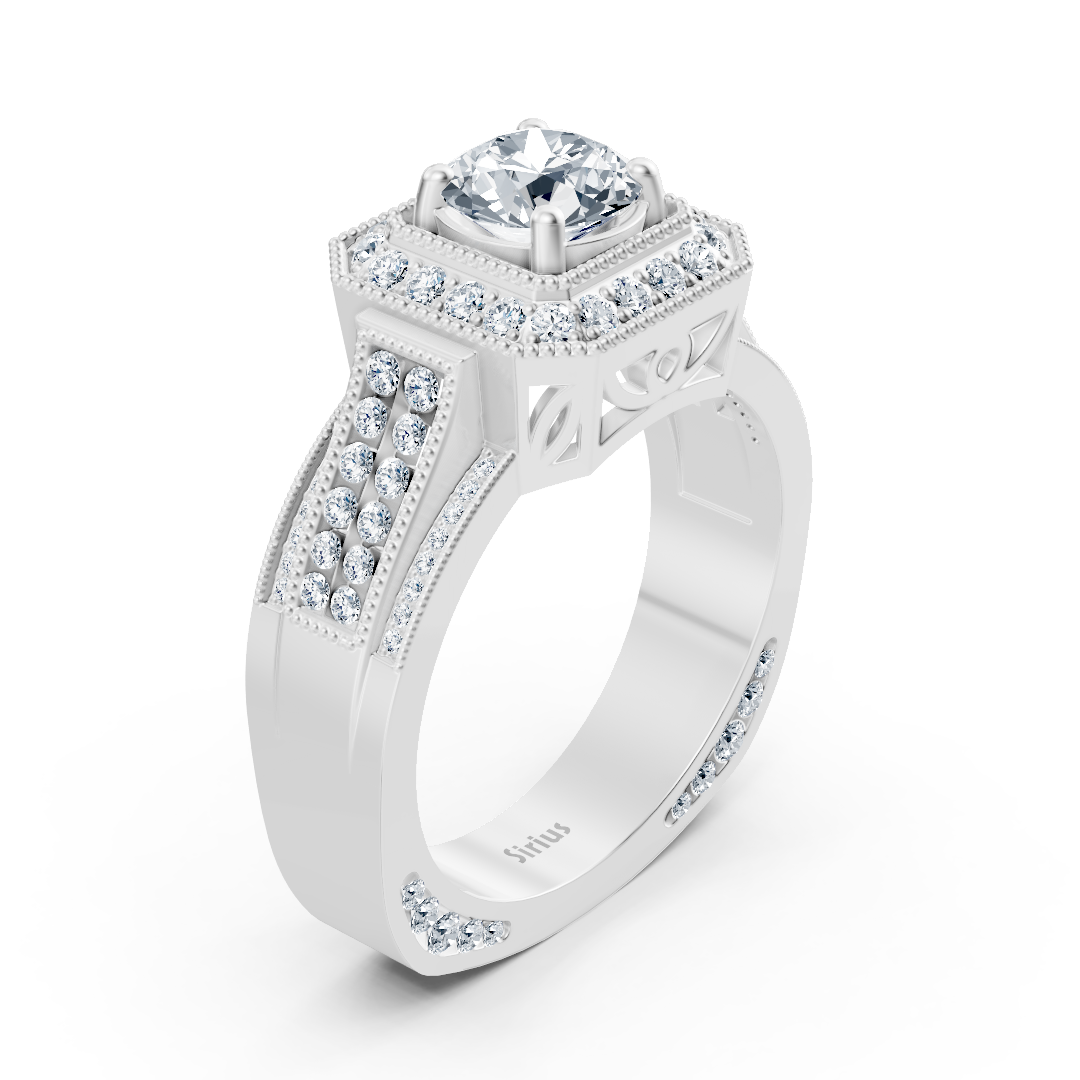 Birgie Sirius Weissgold Passion Halo Diamantring mit Oktagon Schliffkranz