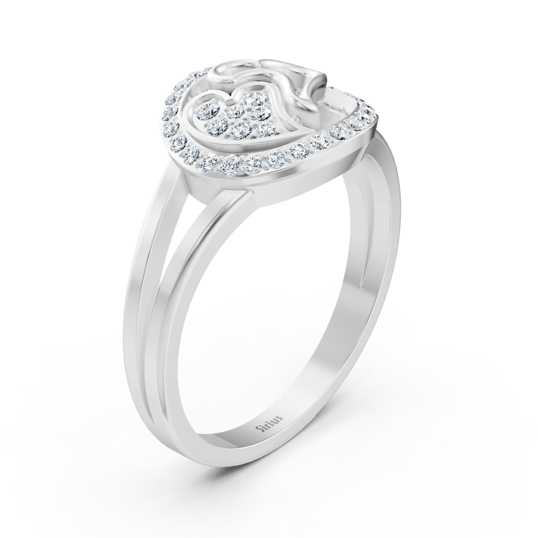 Zarter Herzform Diamantring in Weissgold mit Pavé-Akzenten