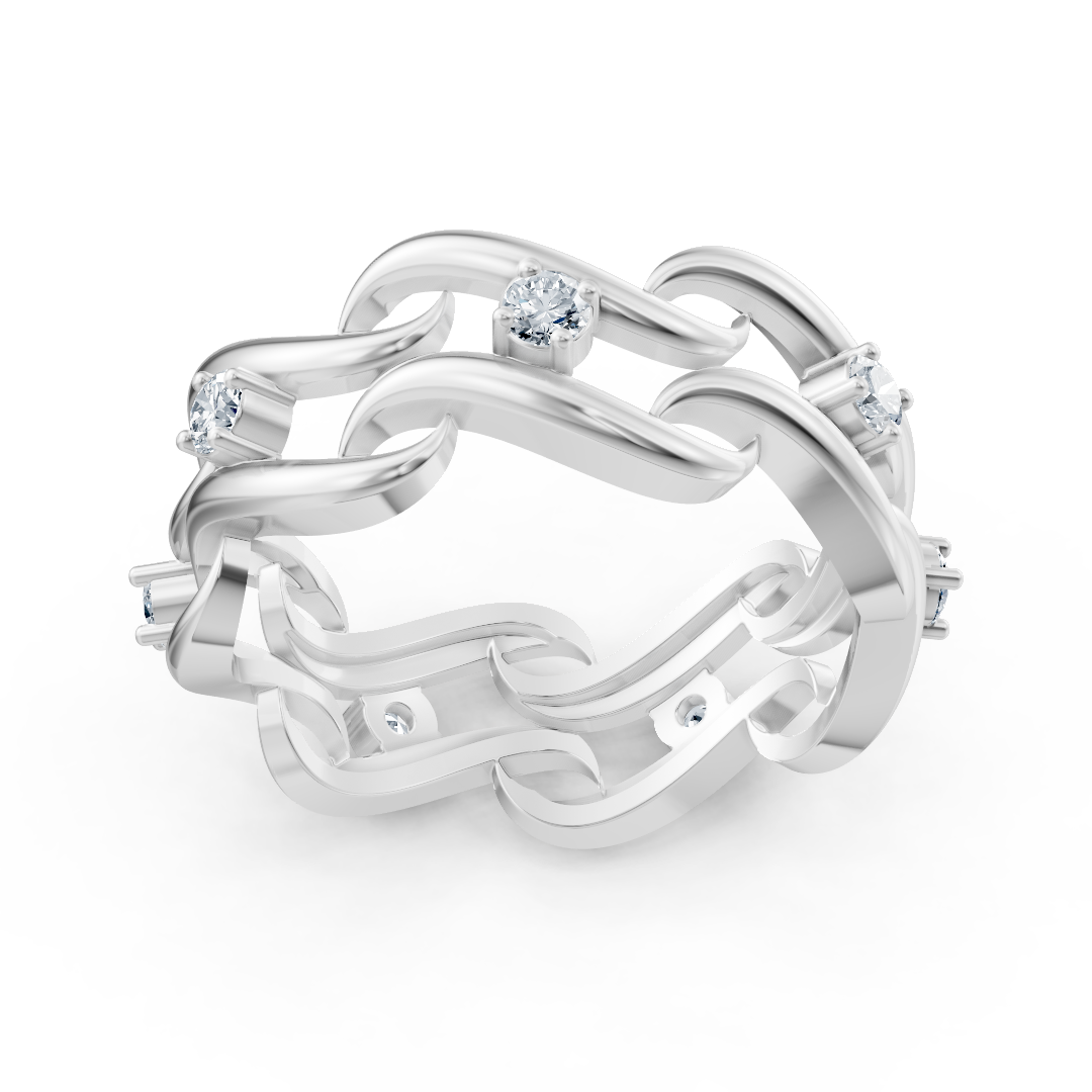 Exklusiver Weißgold-Diamantring 14K mit Rundschliff-Brillanten