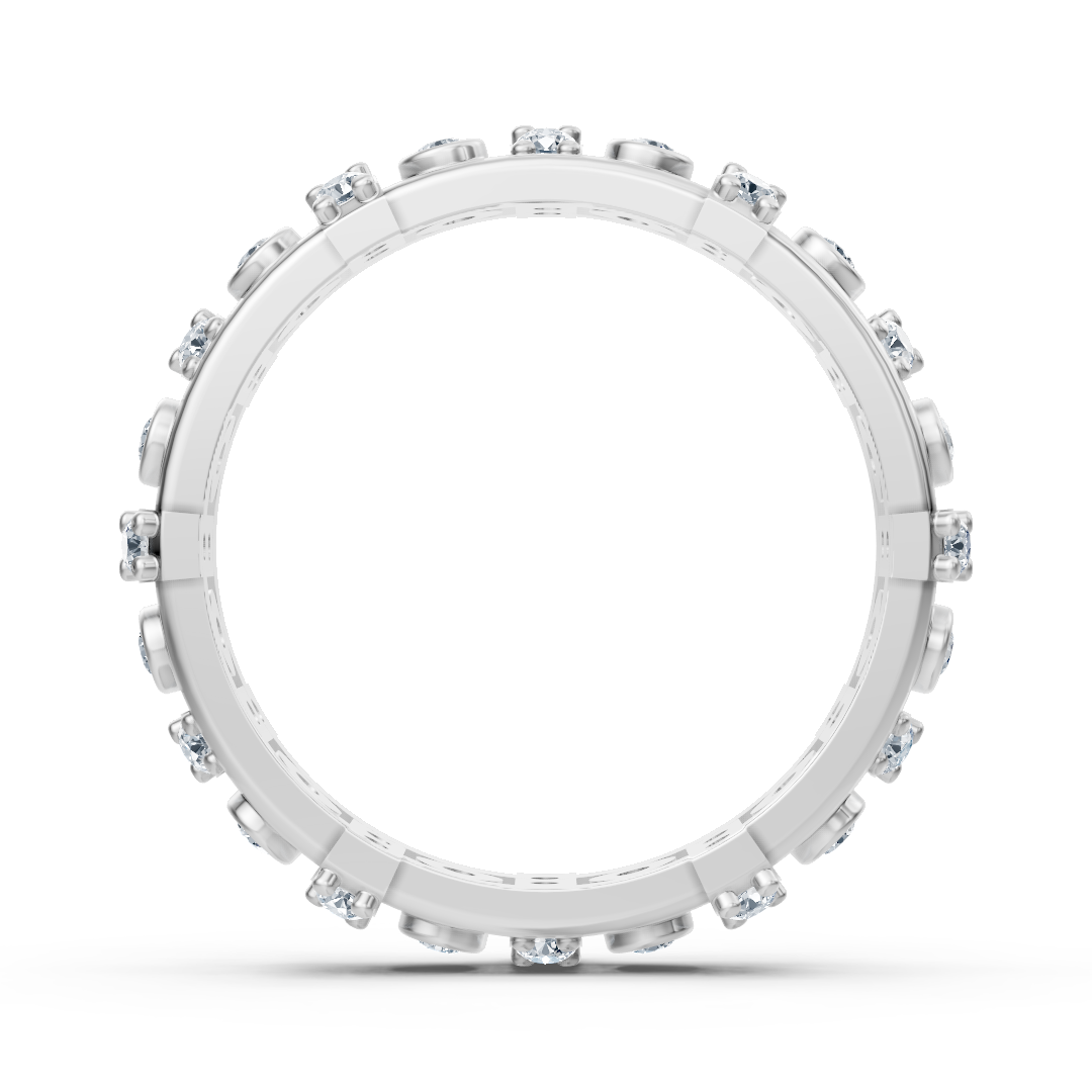 14 Karat Weißgold Diamant Memoire Ring - Moderner Damenring mit Zargen- und Krappenfassung