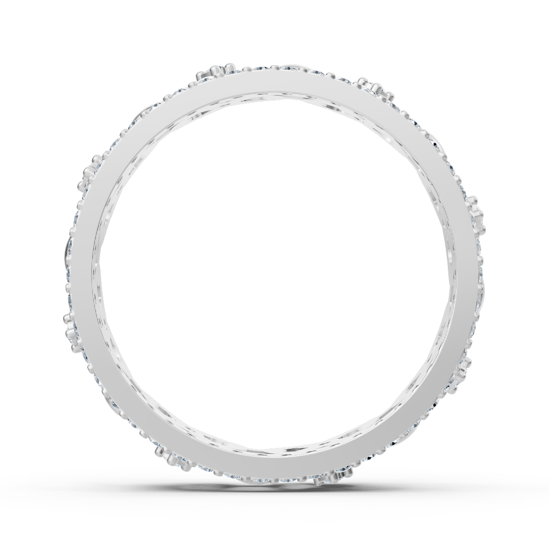 Weißgoldener Diamantring mit Kettenmuster