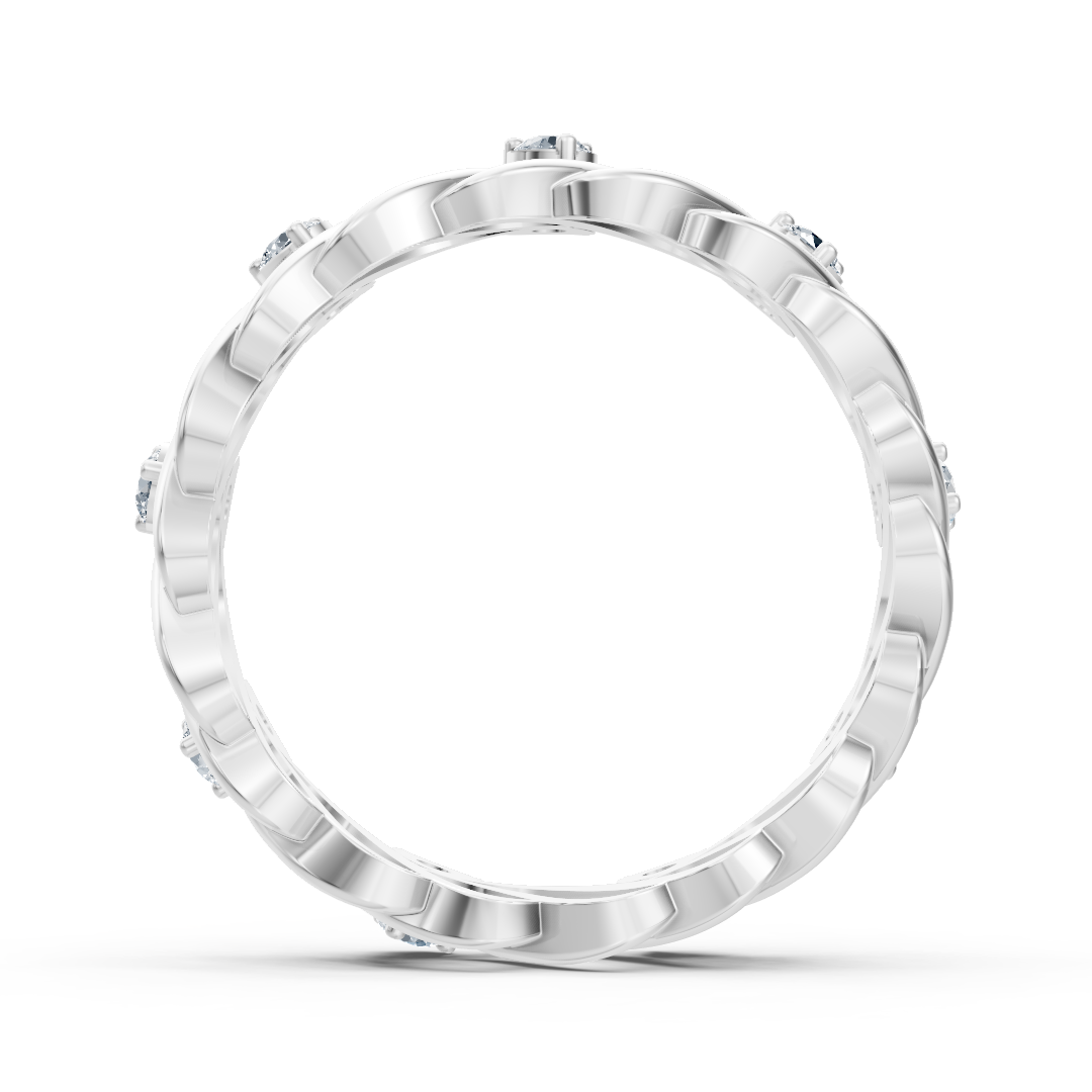 14 Karat Weißgold Diamant Bandring "Welle der Anmut