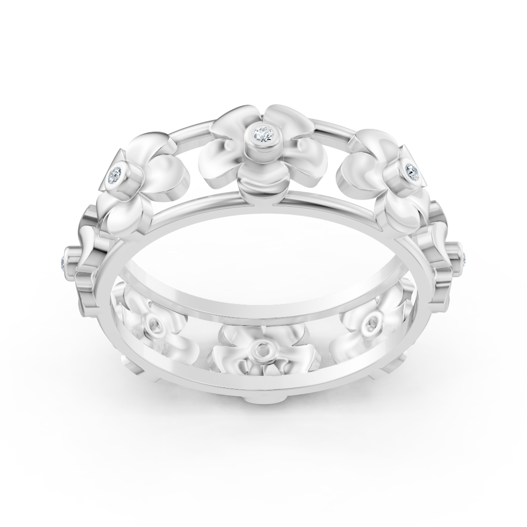 14 Karat Weißgold Diamant Blütenversprechen Ring