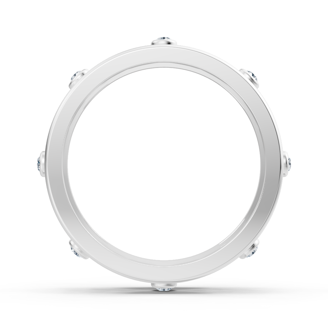 « Élégante bague en or blanc avec diamants ronds en forme de lunette »