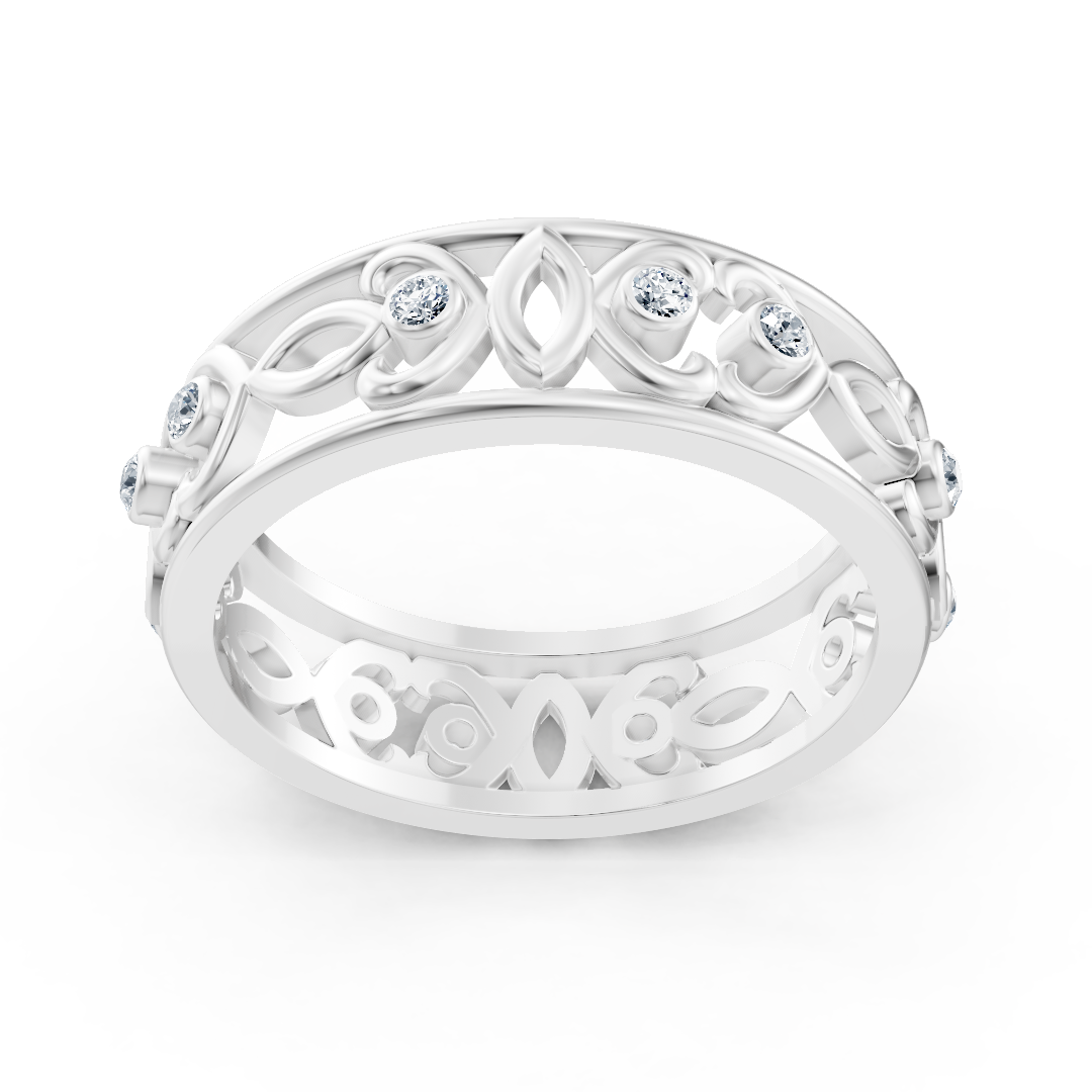 Moderner Weißgold-Ring mit Runddiamanten im Bezel-Design